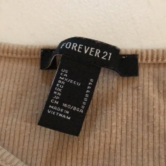 Forever 21 tan size small ribbed tank with tie at waist runs large IMO like new - Picture 4 of 7